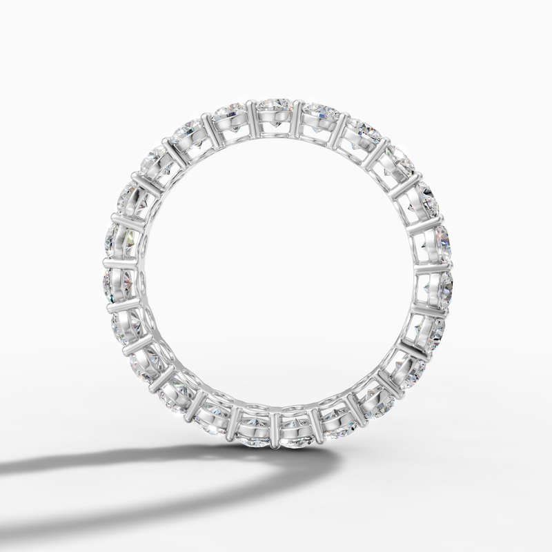 8K White Gold Pavé Round Lab-Grown Diamond Eternity/Cluster Ring (2.14ctw, D-E VS-VVS)