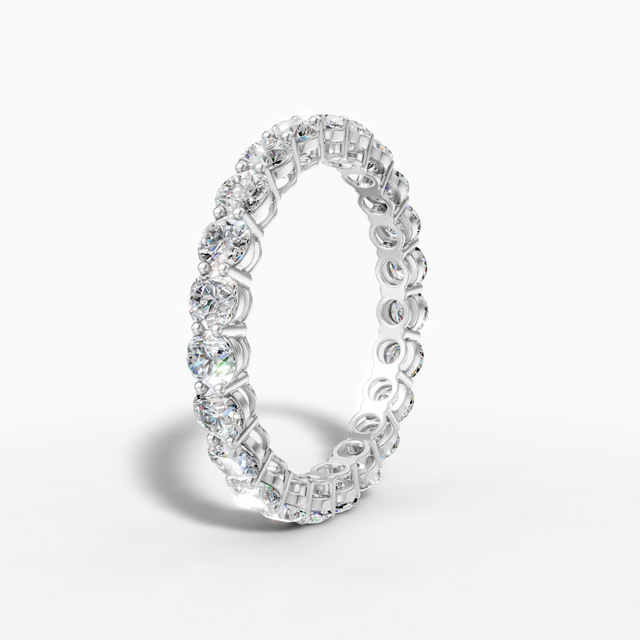 18K White Gold Pavé Round Lab-Grown Diamond Eternity/Cluster Ring (2.14ctw, D-E VS-VVS)