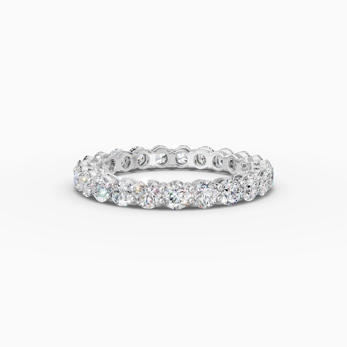 8K White Gold Pavé Round Lab-Grown Diamond Eternity/Cluster Ring (2.14ctw, D-E VS-VVS)