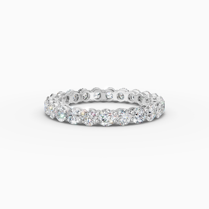 8K White Gold Pavé Round Lab-Grown Diamond Eternity/Cluster Ring (2.14ctw, D-E VS-VVS)