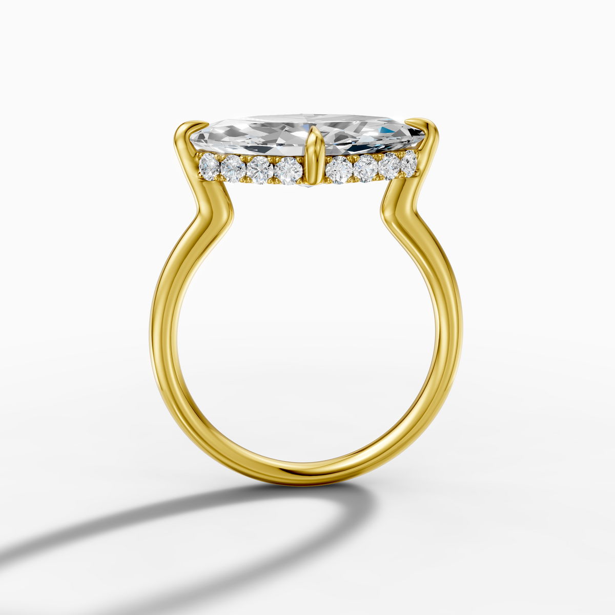 18K Yellow Gold 3.21 Carat Marquise Cut Lab-Grown Diamond E VVS2 Halo Ring