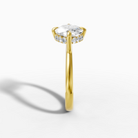 18K Yellow Gold 3.21 Carat Marquise Cut Lab-Grown Diamond E VVS2 Halo Ring