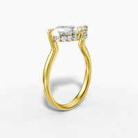 18K Yellow Gold 3.21 Carat Marquise Cut Lab-Grown Diamond E VVS2 Halo Ring