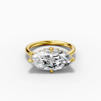 18K Yellow Gold 3.21 Carat Marquise Cut Lab-Grown Diamond E VVS2 Halo Ring