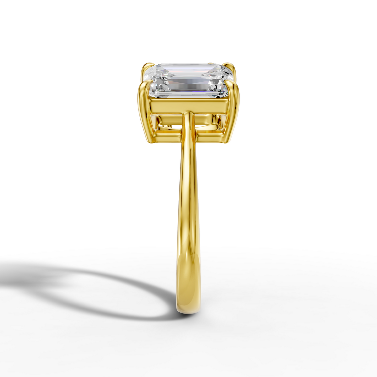 18K Yellow Gold Two-Stone Lab-Grown Diamond Ring: 2.09ct Emerald Cut (E VVS2) & 2.10ct Oval Cut (D VVS2)