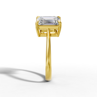 18K Yellow Gold Two-Stone Lab-Grown Diamond Ring: 2.09ct Emerald Cut (E VVS2) & 2.10ct Oval Cut (D VVS2)