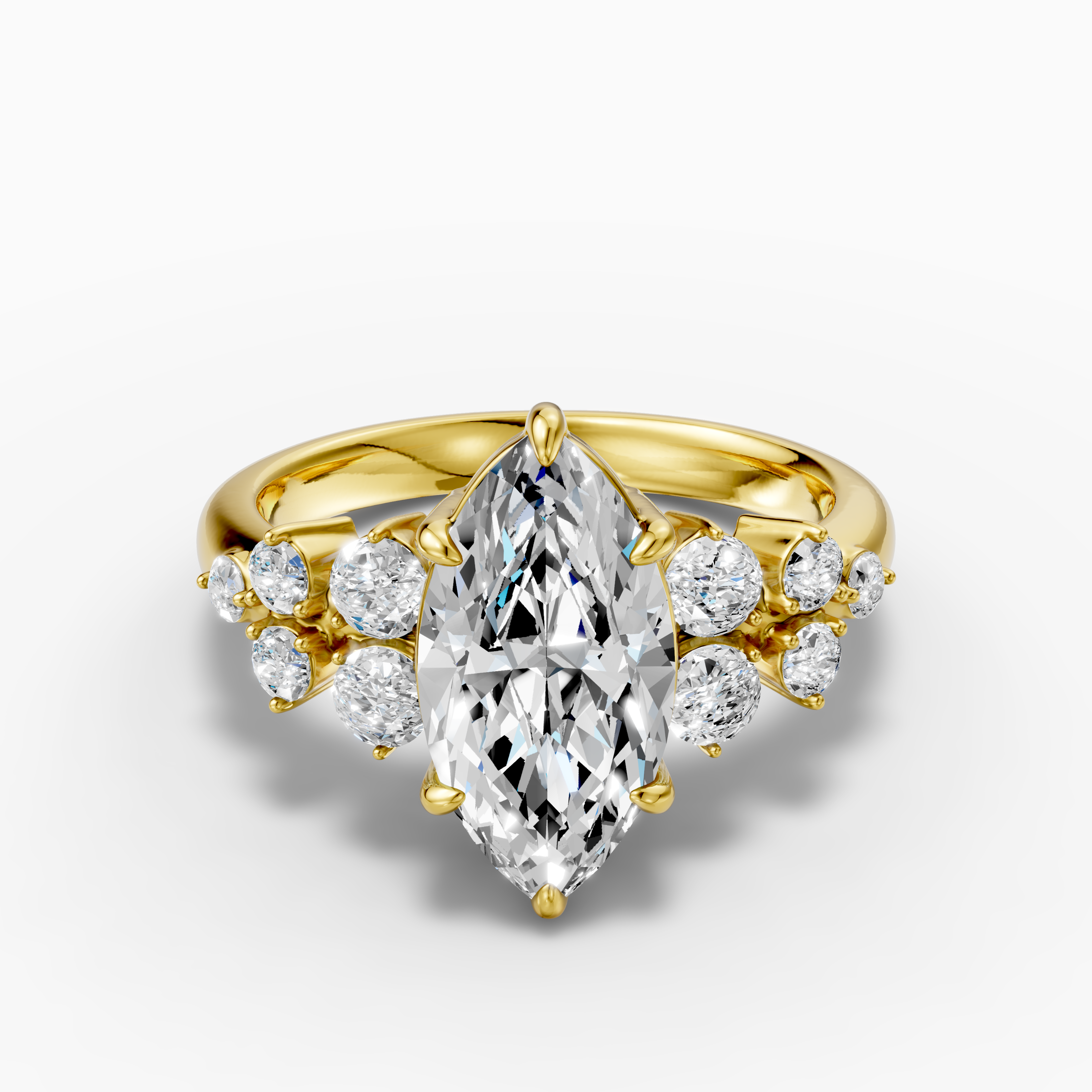 18K gold ring with a 2.1-carat marquise-cut lab-grown diamond