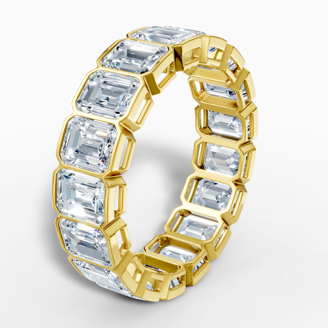 14k gold 5.294 carat emerald-cut lab-grown diamond band