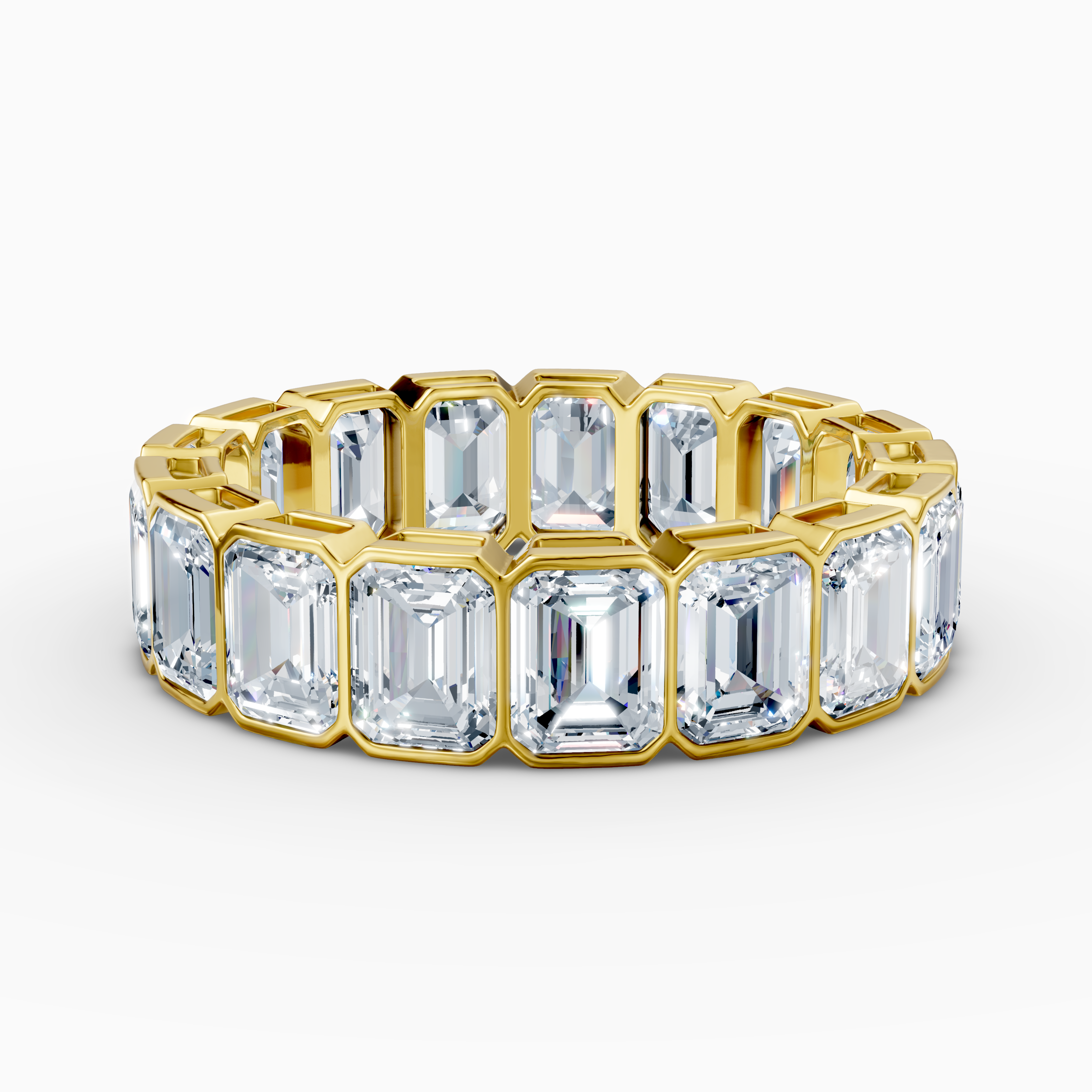14k gold 5.294 carat emerald-cut lab-grown diamond band