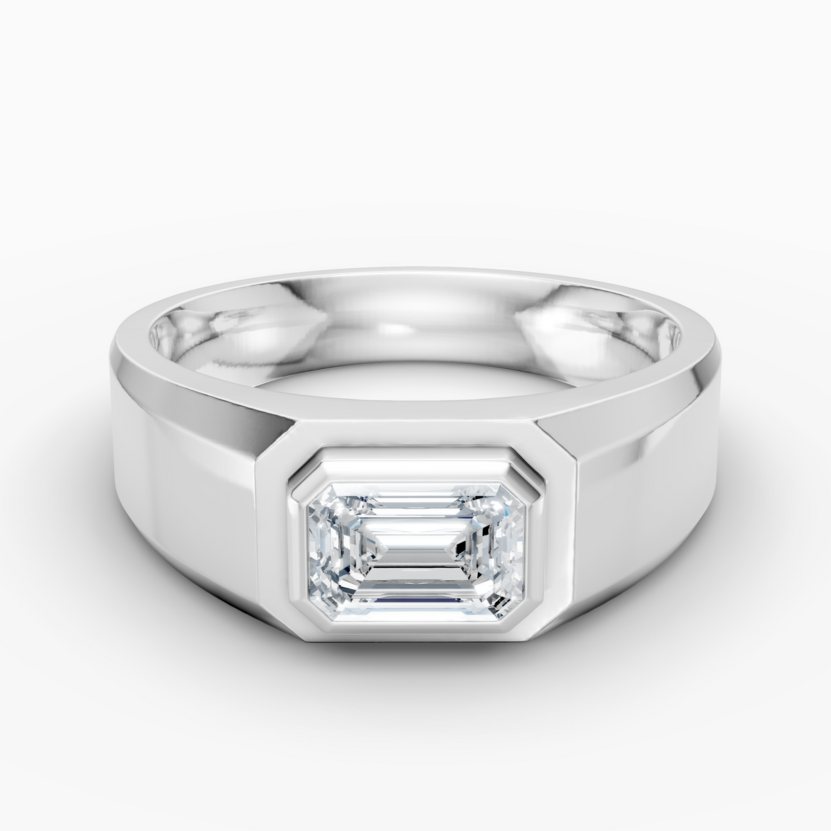 1.09 carat emerald Lab-Grown Diamond Solitaire Ring — 18K White Gold