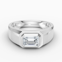 1.09 carat emerald Lab-Grown Diamond Solitaire Ring — 18K White Gold