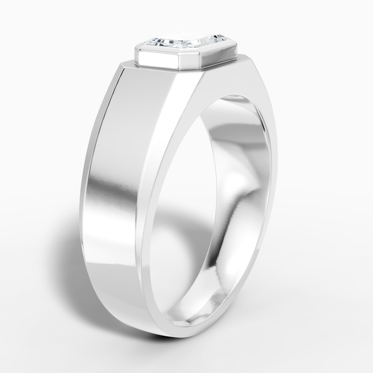 1.09 carat emerald Lab-Grown Diamond Solitaire Ring — 18K White Gold