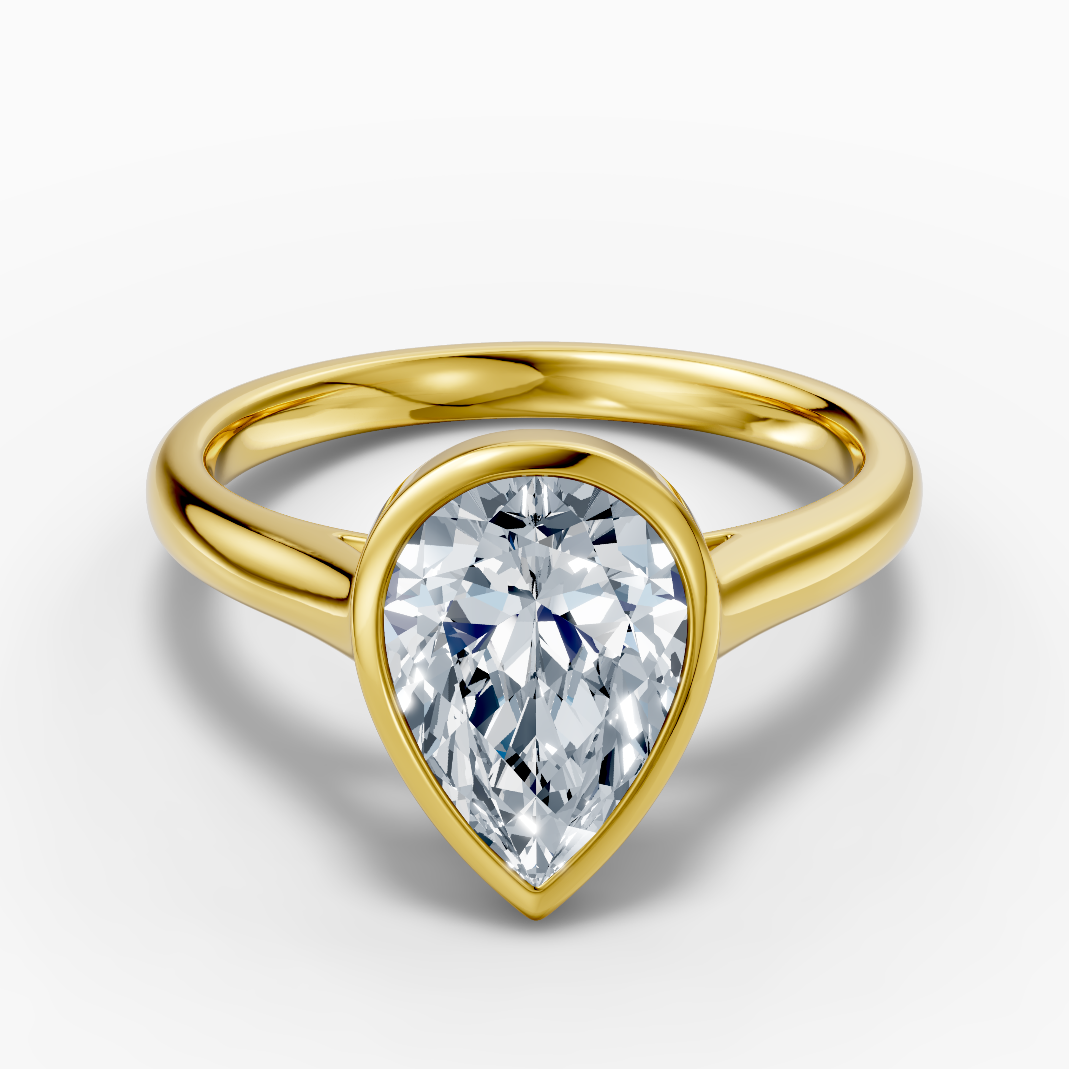 18K gold ring with a 2.06 carat pear-shaped lab-grown diamond