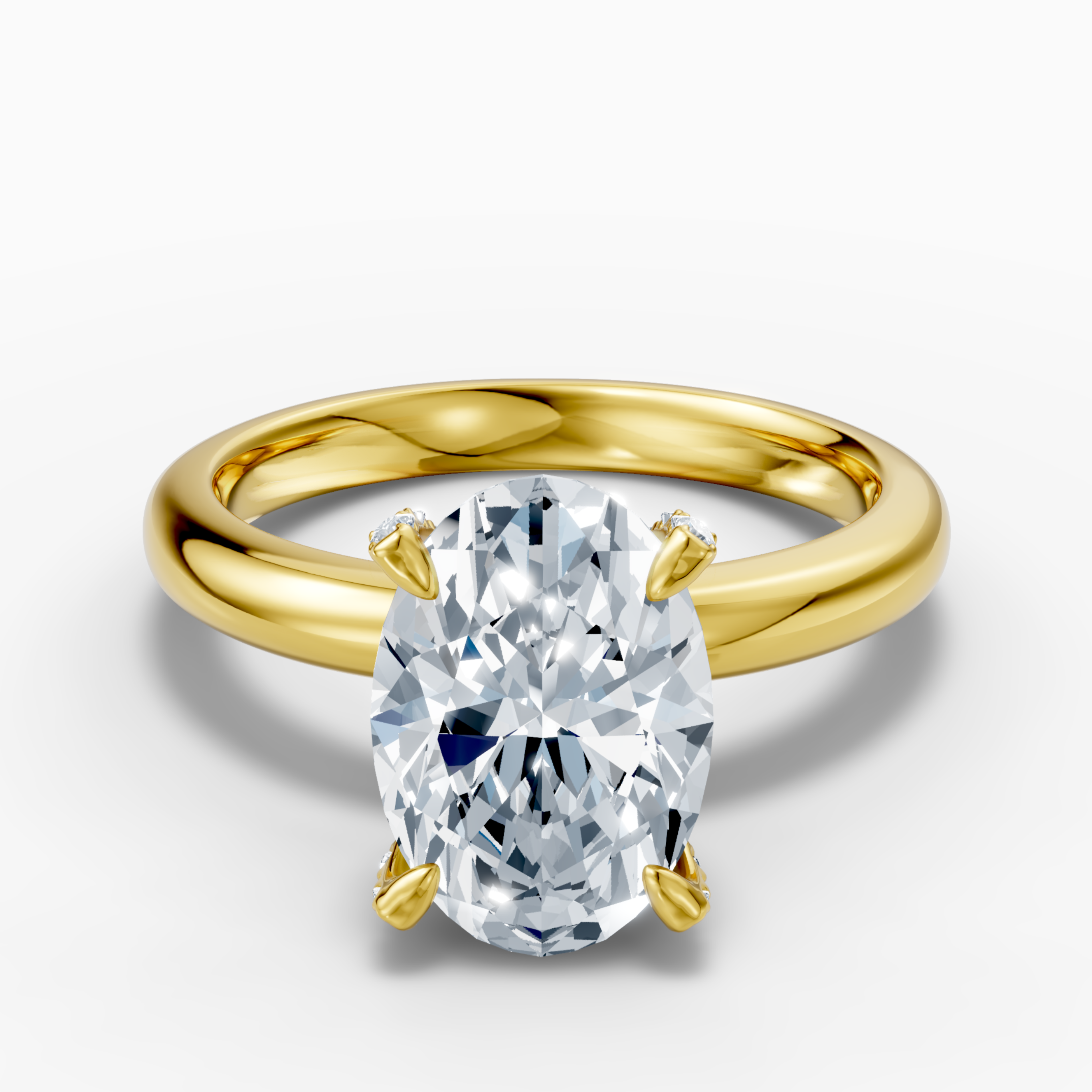 18K gold 3.25 carat oval hidden halo lab-grown diamond ring