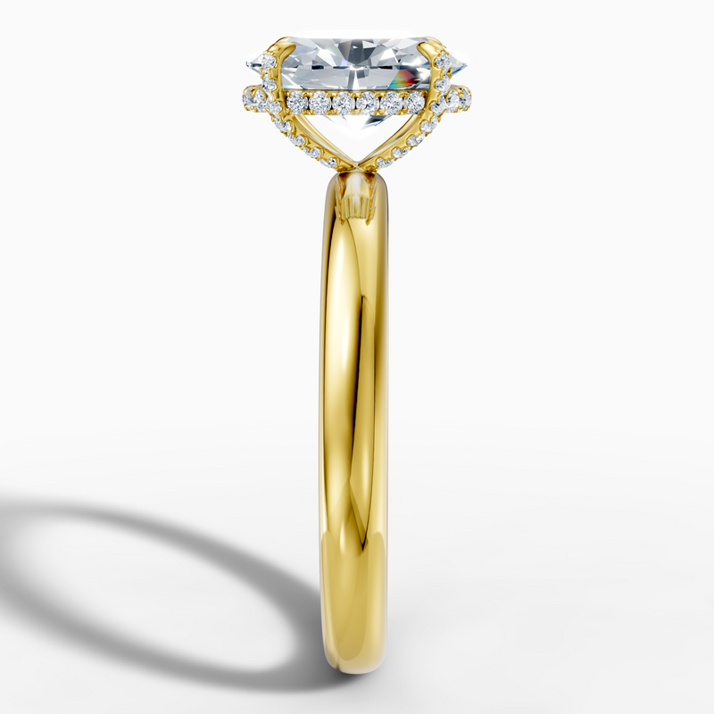2.26 carat oval Lab-Grown Diamond hidden halo Ring—18K yellow gold