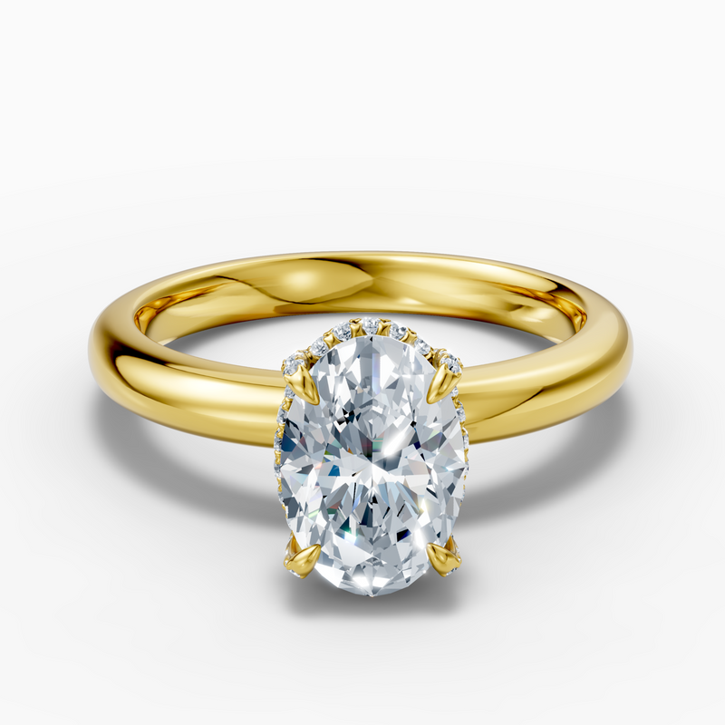 2.26 carat oval Lab-Grown Diamond hidden halo Ring—18K yellow gold
