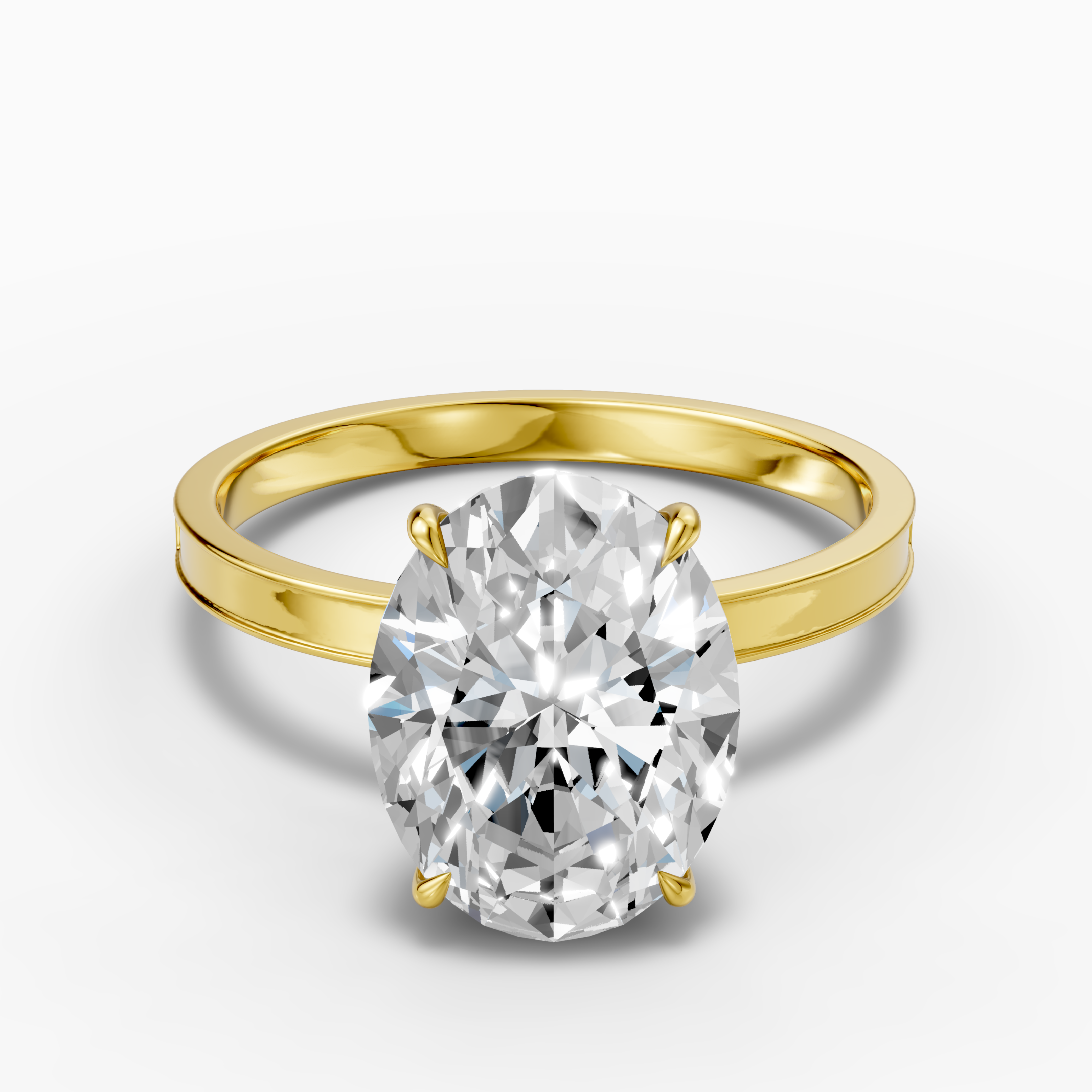 18k gold oval-shaped 3-carat lab-grown diamond ring