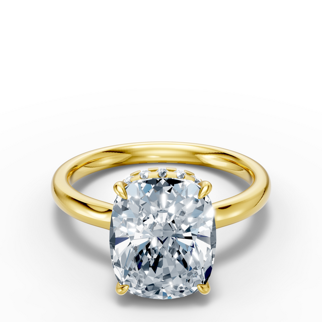 18K 5.08-carat cushion-cut hidden halo diamond ring