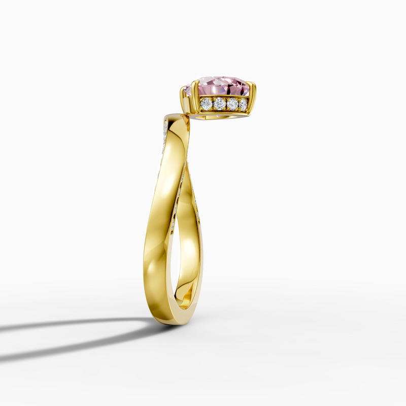 2.05-carat pear-shaped lab-grown pink diamond ring in 14k gold