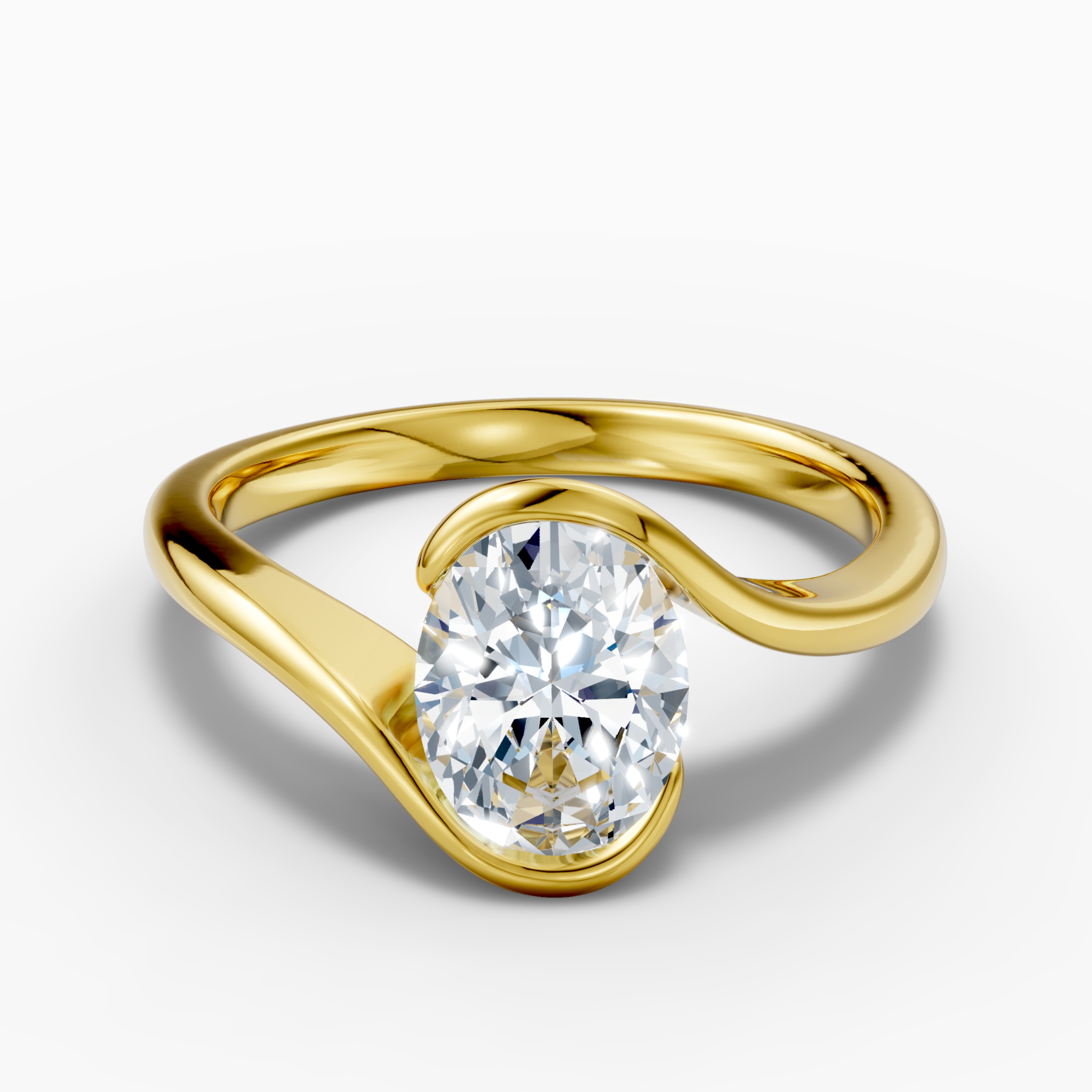 14k gold ring with a 1.5 carat oval-shaped lab-grown diamond