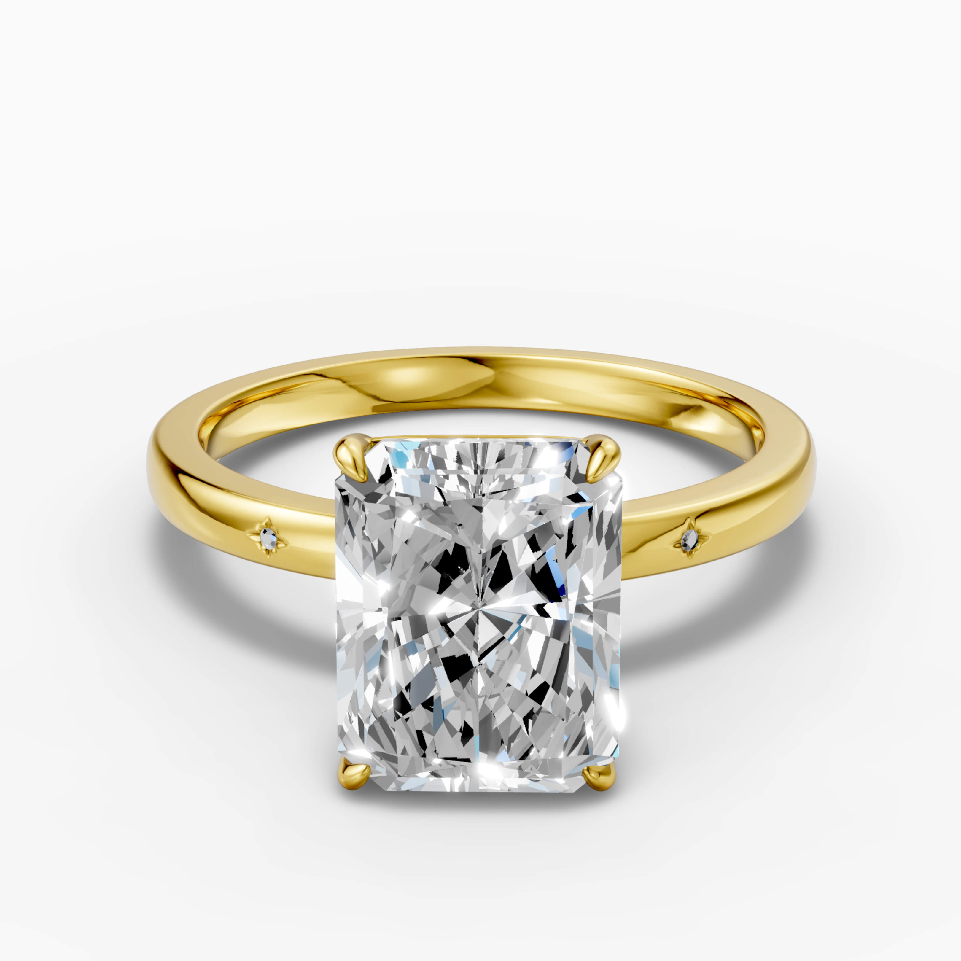 18K Yellow Gold 3.03 Carat Radiant Cut Diamond Accent Lab-Grown Ring