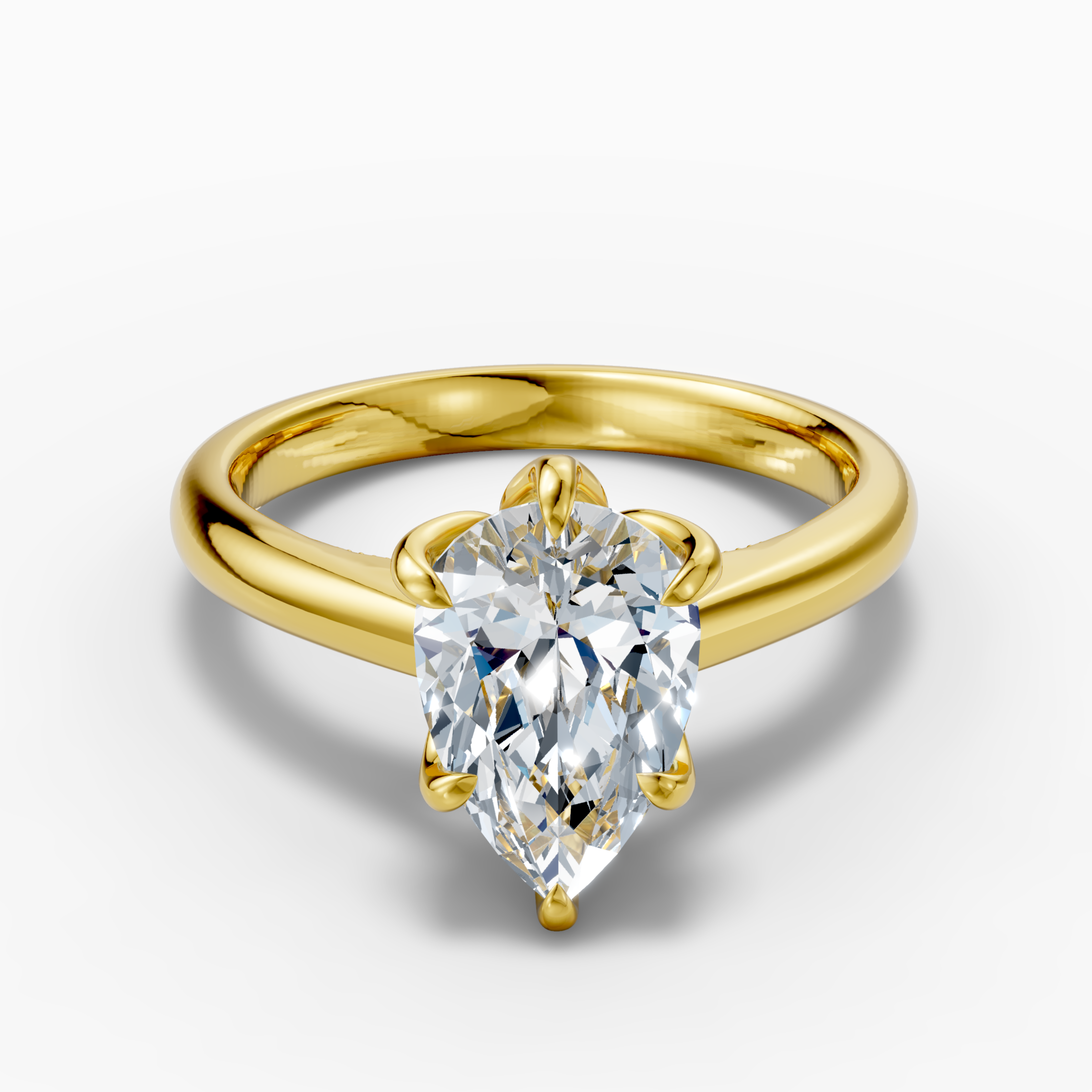 14K gold ring with a 2.5-carat pear-shaped, engraved lab-grown diamond