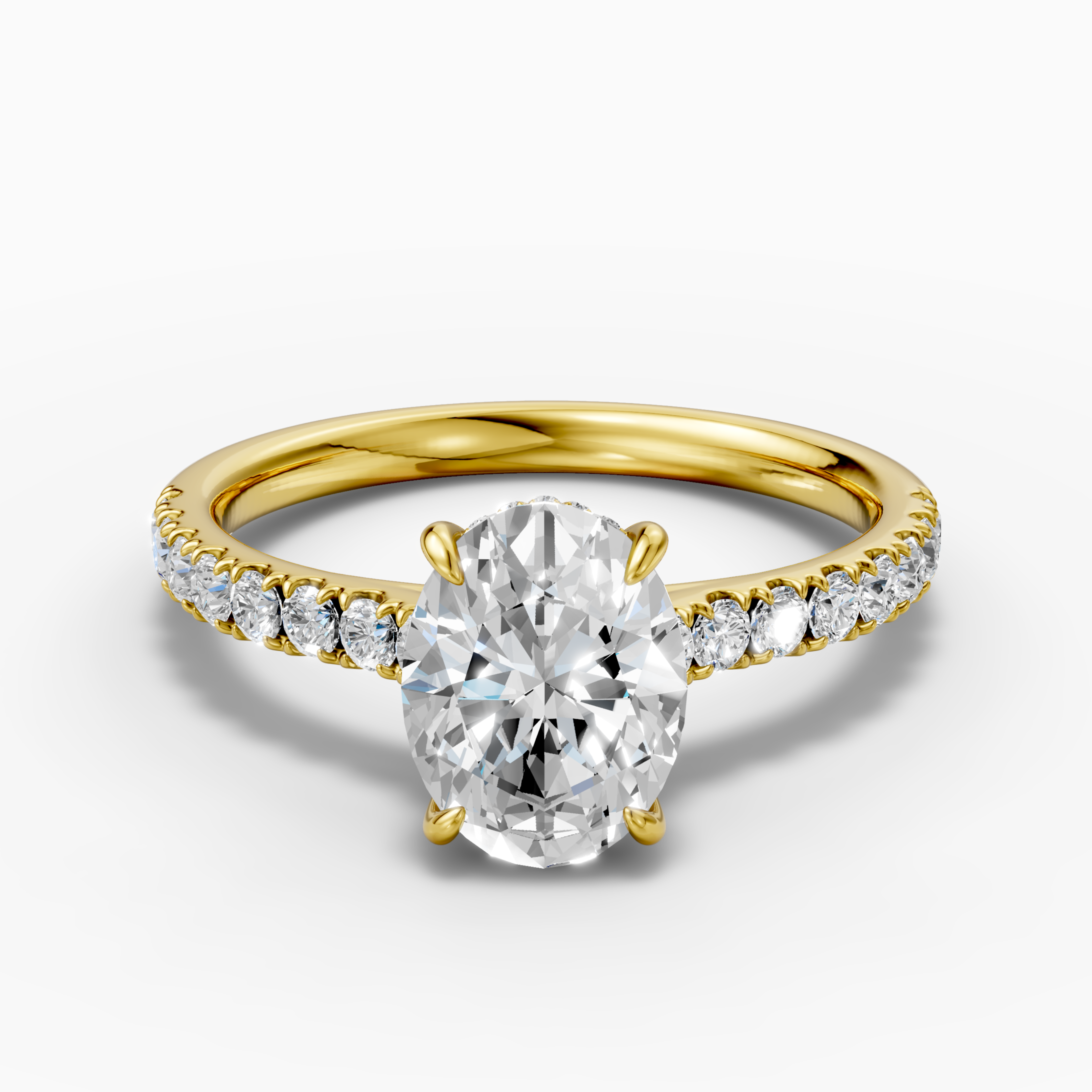 14K gold 3 carat oval hidden halo lab-grown diamond ring