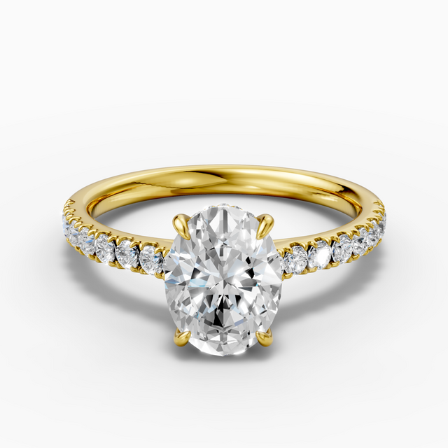 14K gold 3 carat oval hidden halo lab-grown diamond ring