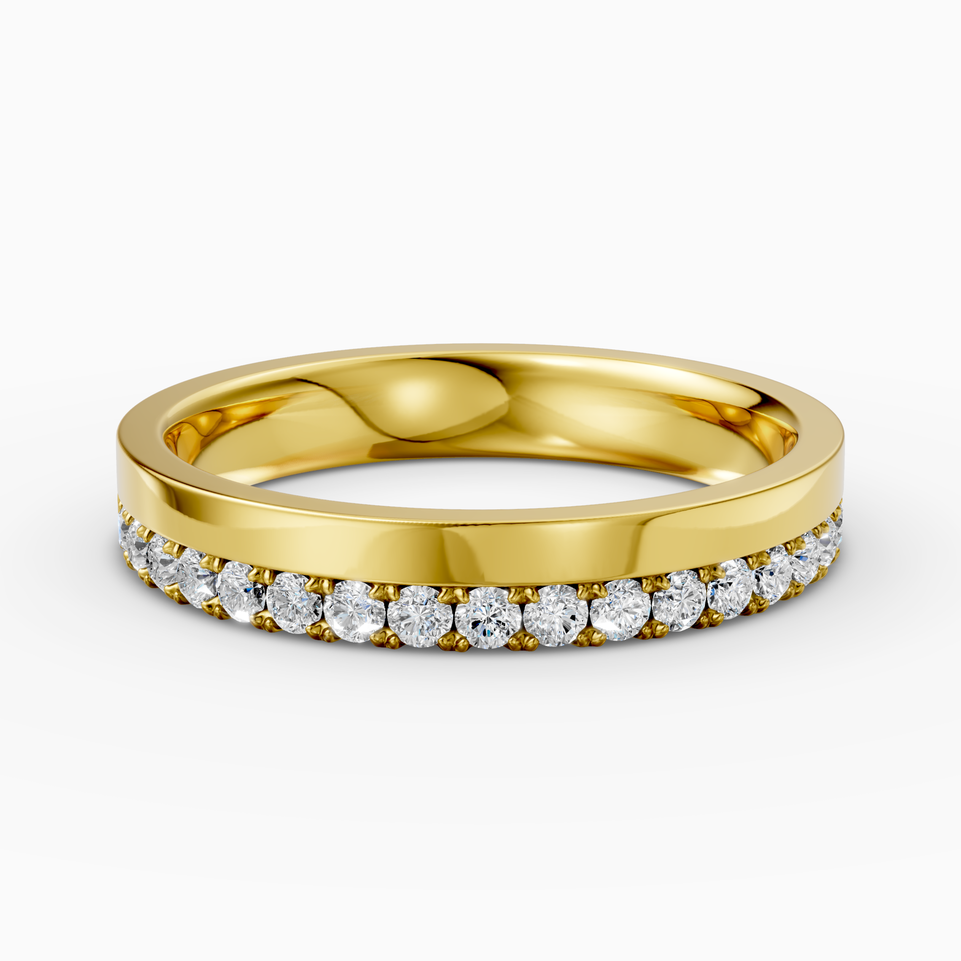 14K gold half-circle diamond men's ring with lab-grown diamonds